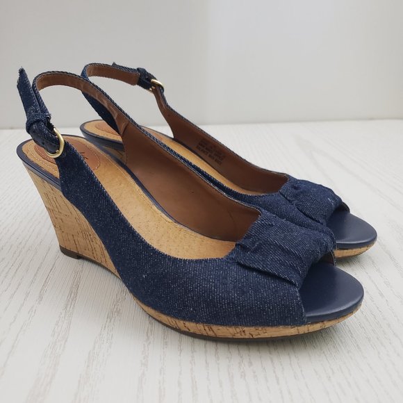 clarks denim wedge